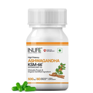 Inlife Ashwagandha KSM-66 with Withanolides (More than 5%) | 60 Veg. Capsules
