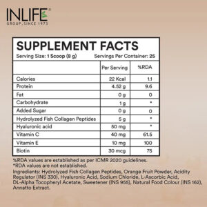 Inlife Hydrolyzed Marine Fish Collagen Peptides Supplement | Enhanced with Vitamin E, Vitamin C, Biotin, Hyaluronic Acid 200g - Image 10