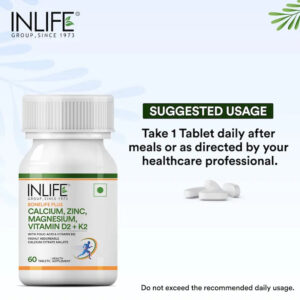 Inlife Bone Support Formula | 60 & 120 Vegetarian tablets | Calcium Citrate Malate, Magnesium, Zinc, Folic Acid, Vitamin D2, K2 & B12| Supports Bone & Nutritional Health - Image 3
