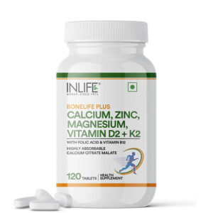 Inlife Bone Support Formula | 60 & 120 Vegetarian tablets | Calcium Citrate Malate, Magnesium, Zinc, Folic Acid, Vitamin D2, K2 & B12| Supports Bone & Nutritional Health - Image 9