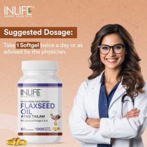 Inlife Flaxseed Oil Capsules Omega 3 6 9 Supplement | 1000mg | 60 Softgels - Image 7