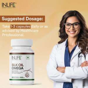 Inlife Silk Oil Veg. Omega 3 6 9 Capsules | 500mg | 60 Veg. Capsules - Image 3