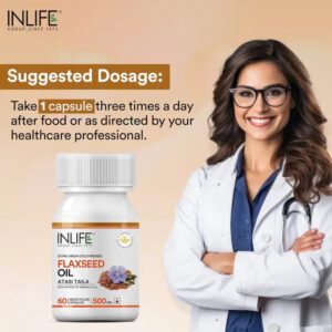 Inlife Flaxseed Oil Omega 3,6,9 Fatty Acids Supplement | 500mg | 60 Capsules - Image 3