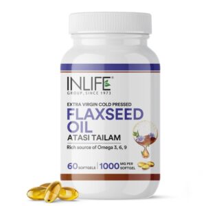Inlife Flaxseed Oil Capsules Omega 3 6 9 Supplement | 1000mg | 60 Softgels