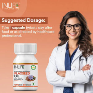 Inlife Flaxseed Oil Omega 3, 6, 9 Fatty Acids Supplement | 500mg | 60 Veg. Capsules - Image 3