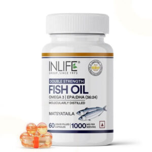 Inlife Fish Oil (Double Strength) Omega 3 Fatty Acids Supplement | 1000mg per serving