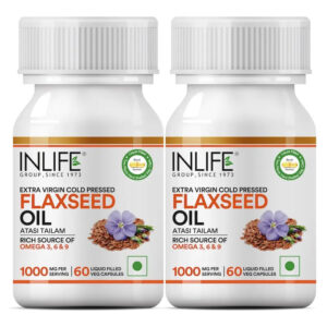 Inlife Flaxseed Oil Omega 3, 6, 9 Fatty Acids Supplement | 500mg | 60 Veg. Capsules - Image 8