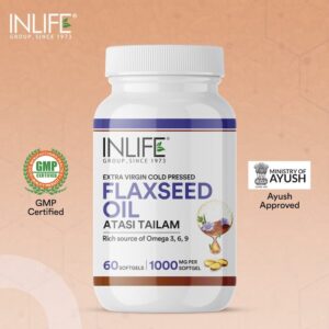 Inlife Flaxseed Oil Capsules Omega 3 6 9 Supplement | 1000mg | 60 Softgels - Image 6