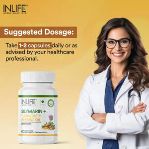 Inlife Silymarin Oil Capsules 200 mg with Turmeric & Piperine | Milk Thistle Extract Capsules for Liver Support & Antioxidant Formula | 60 Veg. Capsules - Image 3