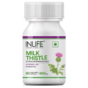 Inlife Milk Thistle Supplement (80% Silymarin) | 600mg | 60 Veg. Capsules