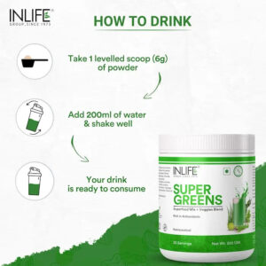Inlife Super Green Fusion| Vital Nutrients, Fiber, Antioxidants, Superfoods Powder| 200gm - Image 3