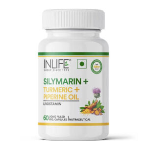 Inlife Silymarin Oil Capsules 200 mg with Turmeric & Piperine | Milk Thistle Extract Capsules for Liver Support & Antioxidant Formula | 60 Veg. Capsules