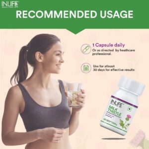 Inlife Milk Thistle Supplement (80% Silymarin) | 600mg | 60 Veg. Capsules - Image 3