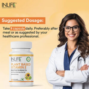 Inlife Plant Based Natural Vitamin E Capsules, Sunflower, Olive & Aloe Vera Oils | 30 Veg. Capsules - Image 3
