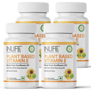 Inlife Plant Based Natural Vitamin E Capsules, Sunflower, Olive & Aloe Vera Oils | 30 Veg. Capsules - Image 9