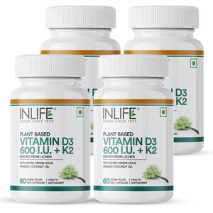 Inlife Plant Based Vitamin D3 K2 Supplement, Lichen Source, 600 IU | 60 Veg. Capsules - Image 9