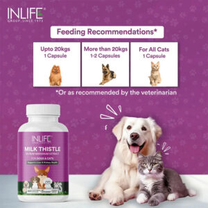 Inlife Milk Thistle Capsules for Dogs & Cats | 400mg | Veg. Capsules - Image 5