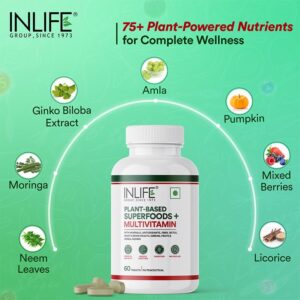 Inlife Plant Based Multivitamins for Men & Women: Superfood+ | 60 Tablets - Image 5