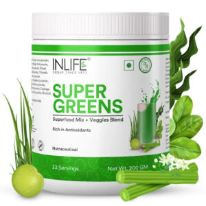 Inlife Super Green Fusion| Vital Nutrients, Fiber, Antioxidants, Superfoods Powder| 200gm