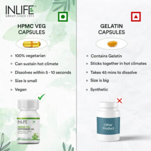 Inlife Neem & Peppermint Oil Capsules | 500mg | 60 Enteric Coated Vegetarian Capsules - Image 6