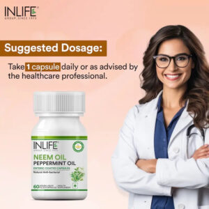 Inlife Neem & Peppermint Oil Capsules | 500mg | 60 Enteric Coated Vegetarian Capsules - Image 3