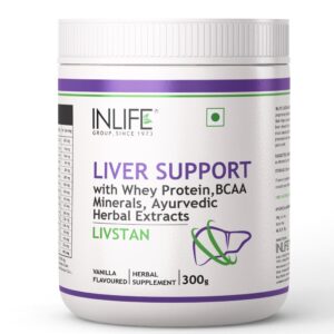 Inlife Livstan Liver Support Powder, Whey Protein with Ayurvedic Herbs, 300g (Vanilla)