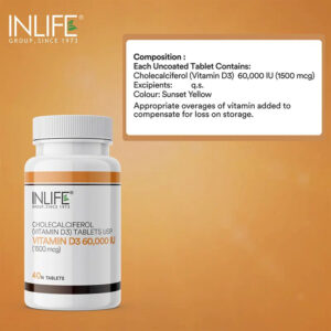 Inlife Vitamin D3 60000 IU Chewable Tablets | Cholecalciferol Supplement | 40 Tablets - Image 4