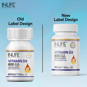 Inlife Vitamin D3 600 IU Cholecalciferol Supplement | 60 Capsules - Image 4