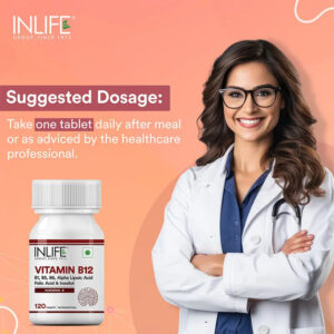 Inlife Vitamin B12 Supplement with ALA, Folic Acid ; Inositol | 120 tablets (RDA Compliant) - Image 3
