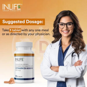 Inlife Vitamin D3 Supplement 5000 IU | 60 Cholecalciferol Tablets - Image 3