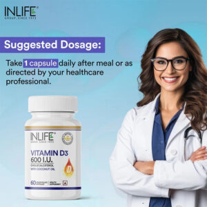 Inlife Vitamin D3 600 IU Cholecalciferol Supplement | 60 Capsules - Image 3