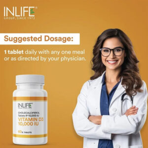Inlife Vitamin D3 10000 IU Cholecalciferol Supplement|60 Chewable Tablets - Image 3